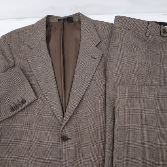 Zara Suit Mens 42 34x33 Single Breasted Two Button Straight Leg Two Piece Plaid